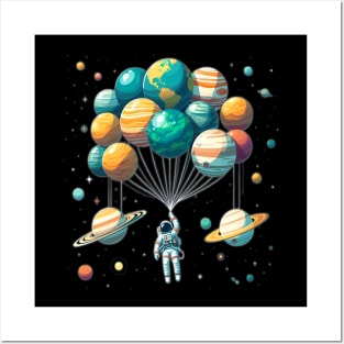 Funny Astronaut Space Balloon Planet Solar System Science Posters and Art